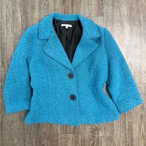 Cabi Women Blazer Teal Wool Blend Button Classic Preppy RETRO Size 12 Style 188